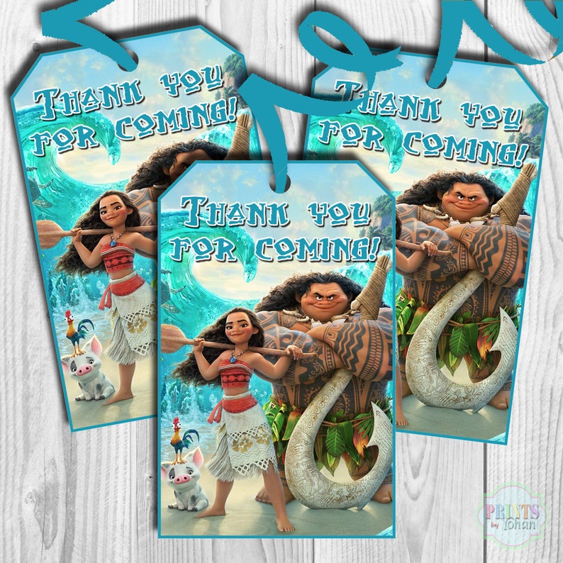 MOANA Thank You Tags MOANA Favor Tags Moana Gift Tags | Etsy