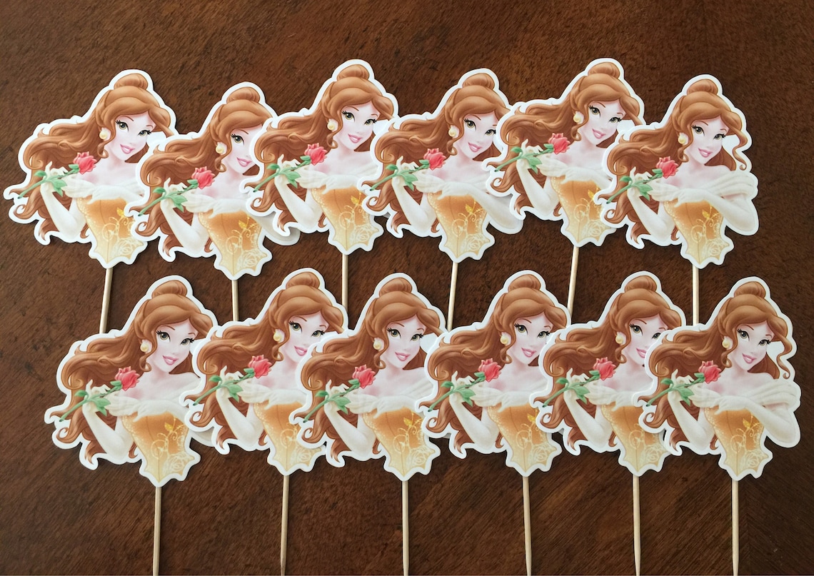 Princess Belle Cupcake Toppers Princess Belle Cake Pop | Etsy