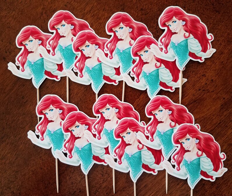 Set of 12 Princess Ariel Cupcake Toppers The Little