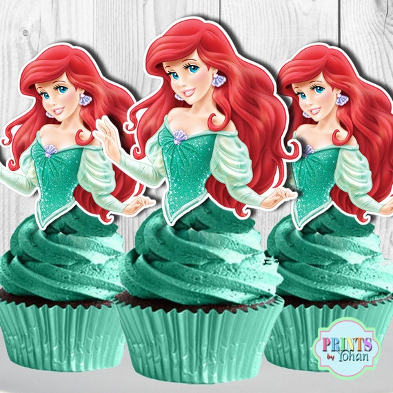 Set Of 12 Princess Ariel Cupcake Toppers The Little Mermaid Etsy