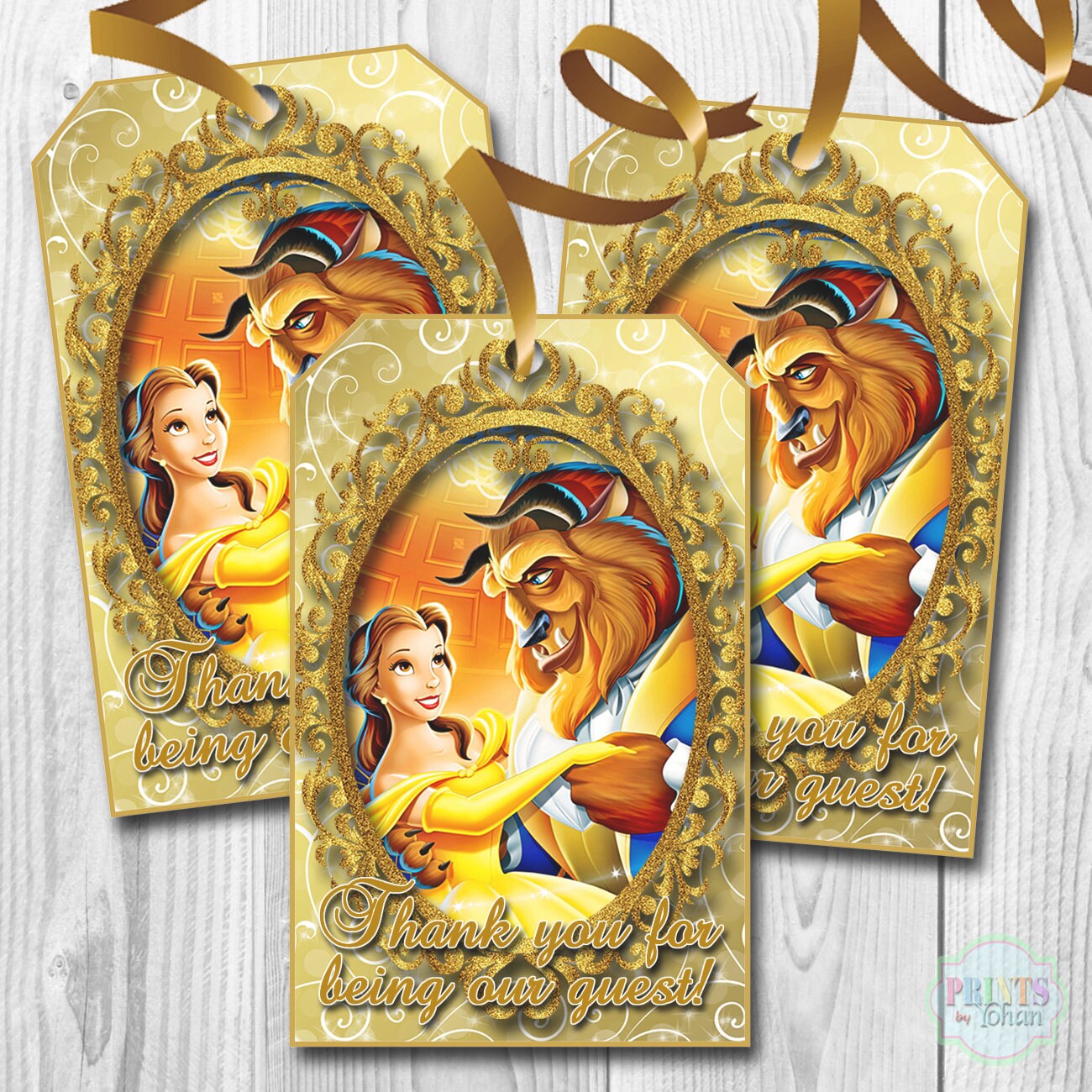 Beauty and the Beast Thank You Tags Beauty and the Beast | Etsy