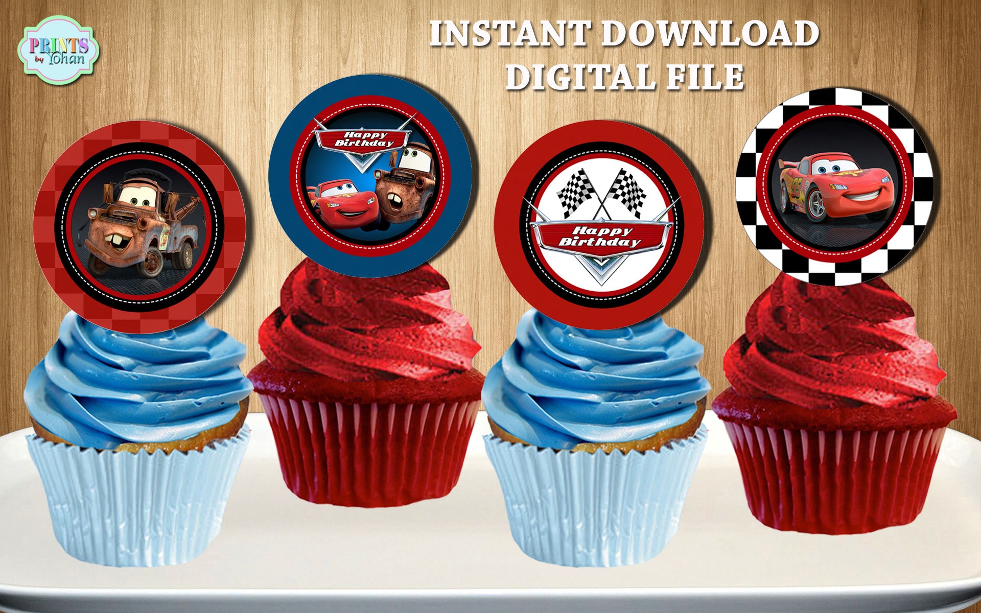 Disney CARS Cupcake Toppers Disney Cars Cupcake Picks | Etsy