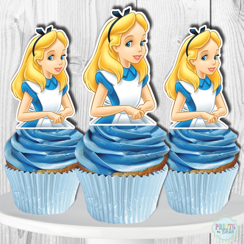 Alice in Wonderland Cupcake Toppers Alice in Wonderland Etsy