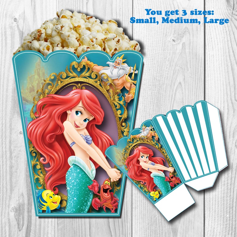 PRINTABLE the Little Mermaid Popcorn Box the Little Mermaid Etsy