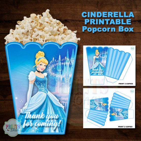 Printable Cinderella Popcorn Box Cinderella Treat Box Etsy - roblox popcorn box roblox popcorn box party favors table etsy