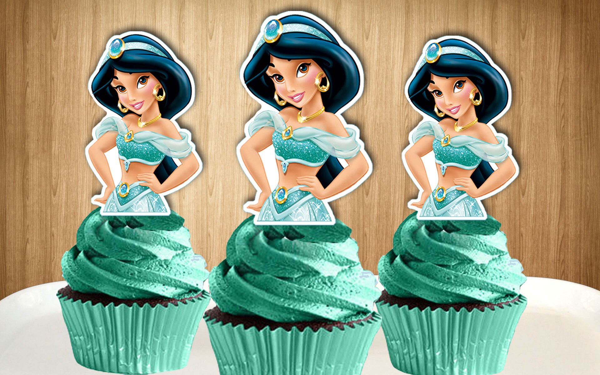Set of 12 Princess JASMINE Cupcake Toppers Princess Jasmine Etsy