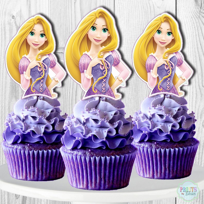 Rapunzel Cupcake Picks Disney TANGLED Cupcake Toppers Cake Topper Princess RAPUNZEL Cake Pop Toppers Birthday RAPUNZEL Cupcake Toppers