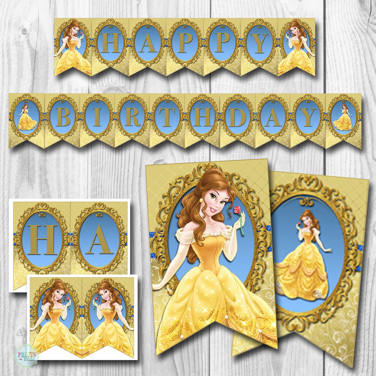 PRINCESS BELLE Banner Princess Belle Birthday Banner Beauty | Etsy