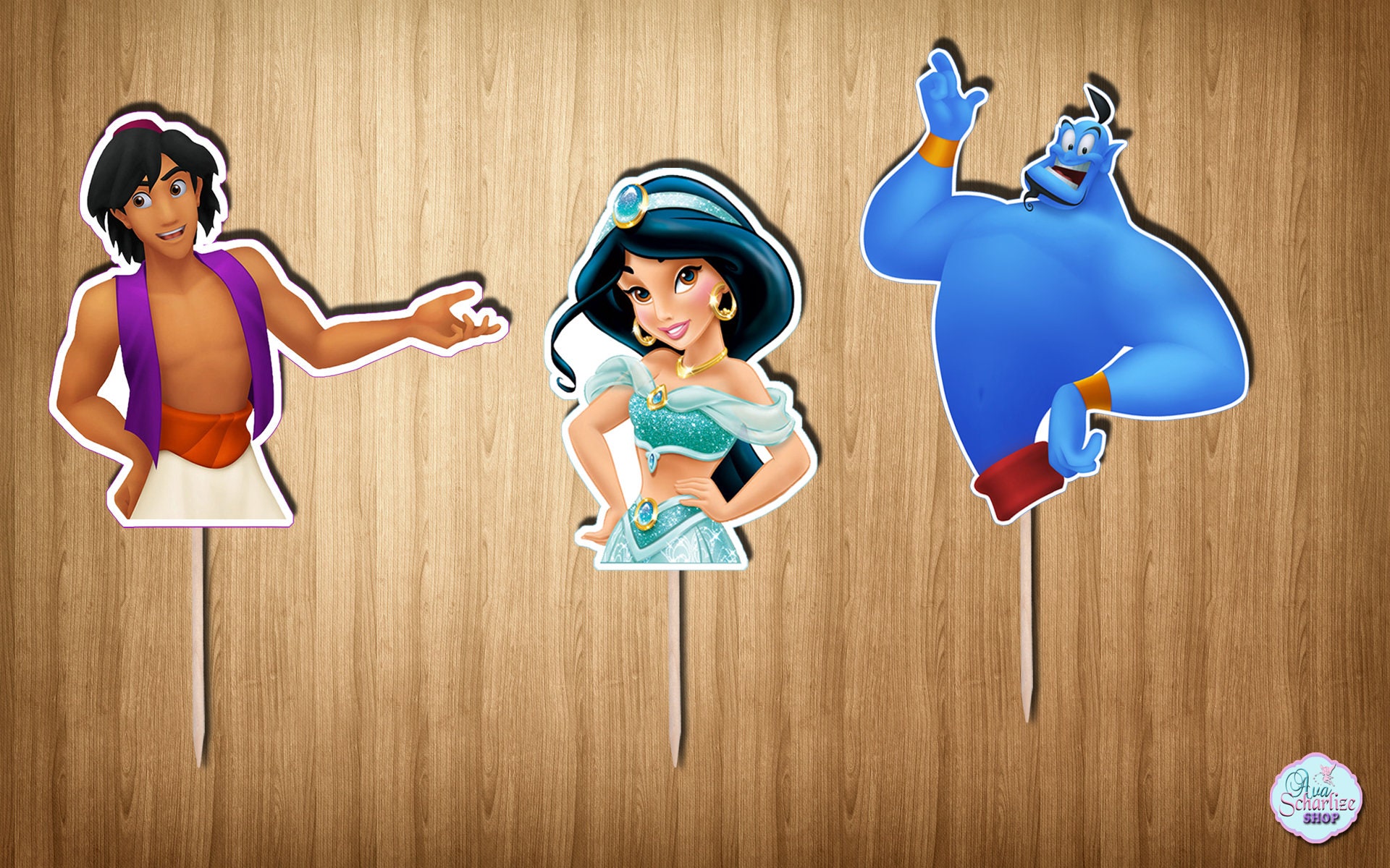 Set of 12 ALADDIN Cupcake Toppers Princess Jasmine Cupcake Etsy