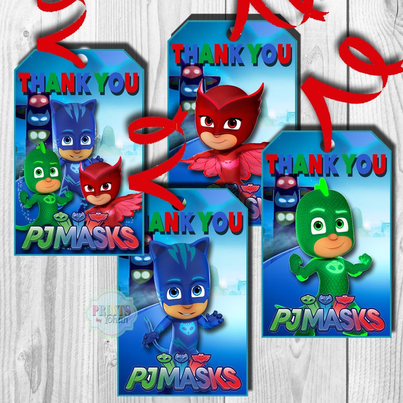 PJ Masks Thank You Tags PJ Masks Favor Tags PJ Masks Gift | Etsy