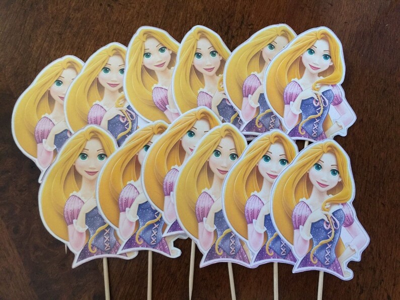 Rapunzel Cupcake Picks Disney TANGLED Cupcake Toppers Cake Topper Princess RAPUNZEL Cake Pop Toppers Birthday RAPUNZEL Cupcake Toppers