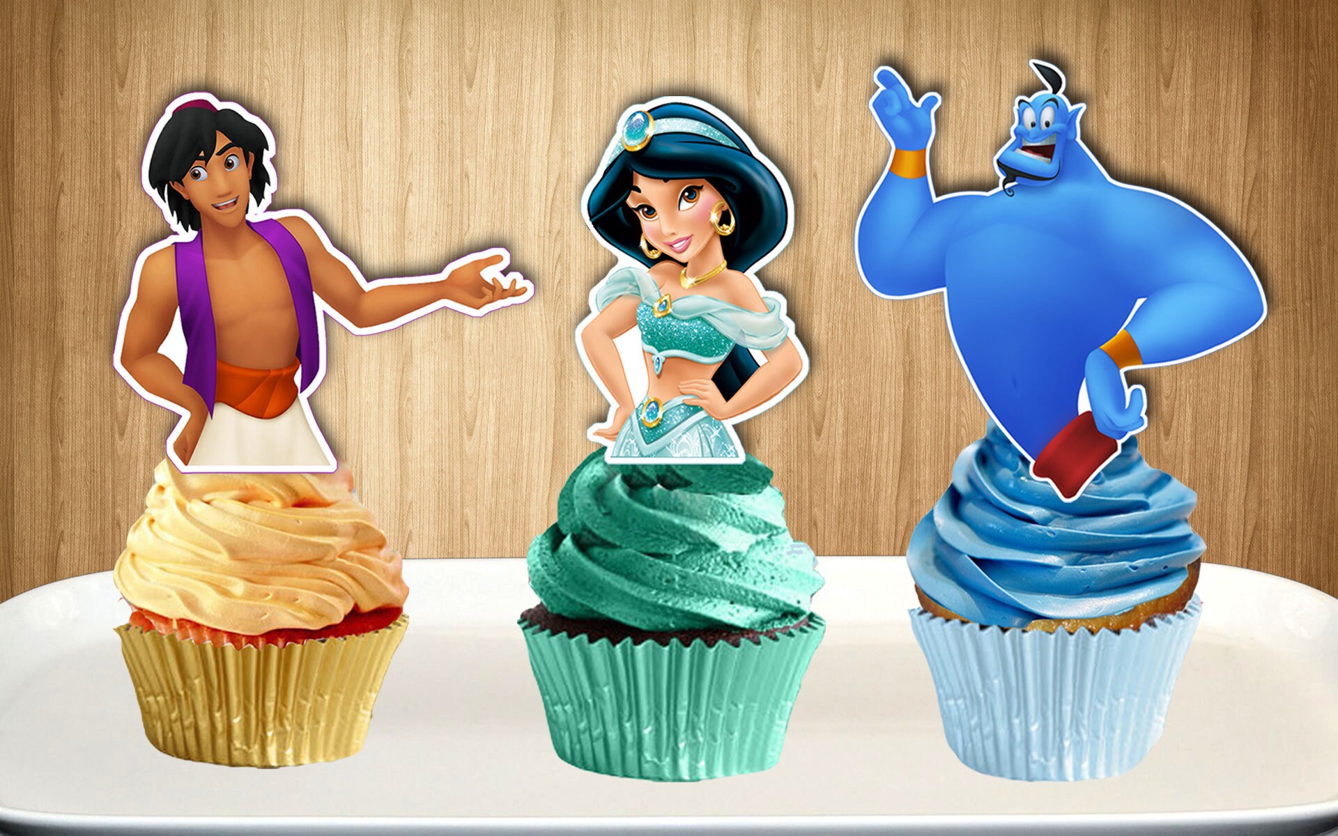 Set of 12 ALADDIN Cupcake Toppers Princess Jasmine Cupcake Etsy