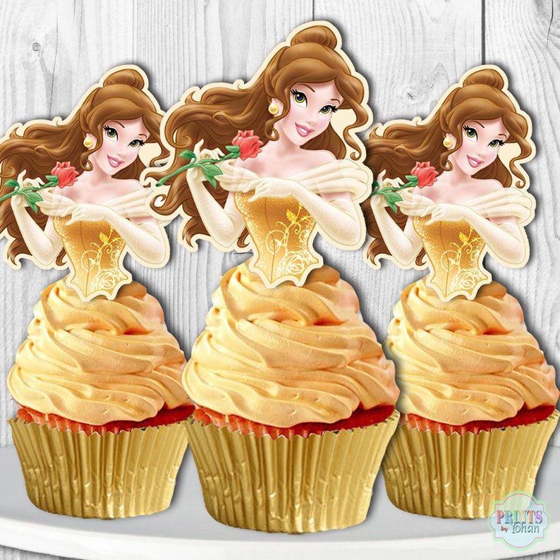 Princess Belle Cupcake Toppers Princess Belle Cake Pop | Etsy