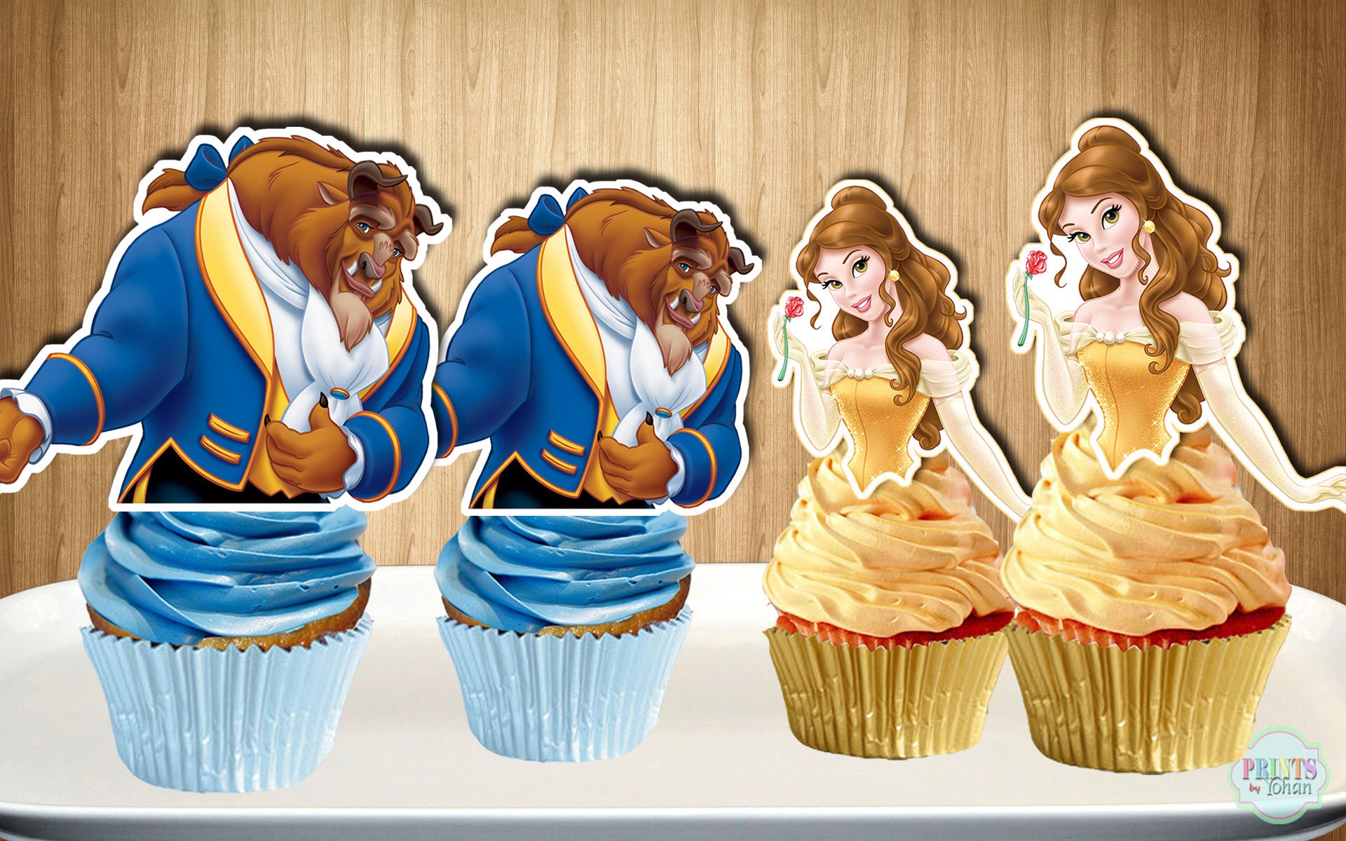 BEAUTY and the BEAST Cupcake Topper - Belle - Party Picks - BELLE - Disney Prin...