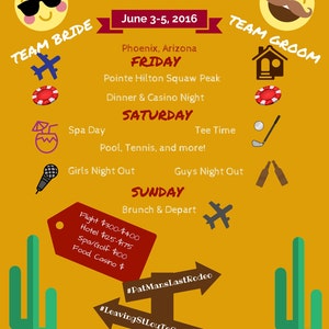Bachelor/Bachelorette Weekend Itinerary Invitation