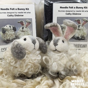 Kit: Bunny Needle Felt Kit, DIY craft kit, Felting Kit