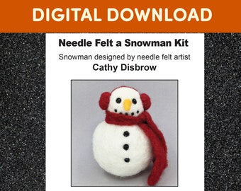 Snowman PDF needle felt Pattern, DIY craft, Downloadable Felting Pattern