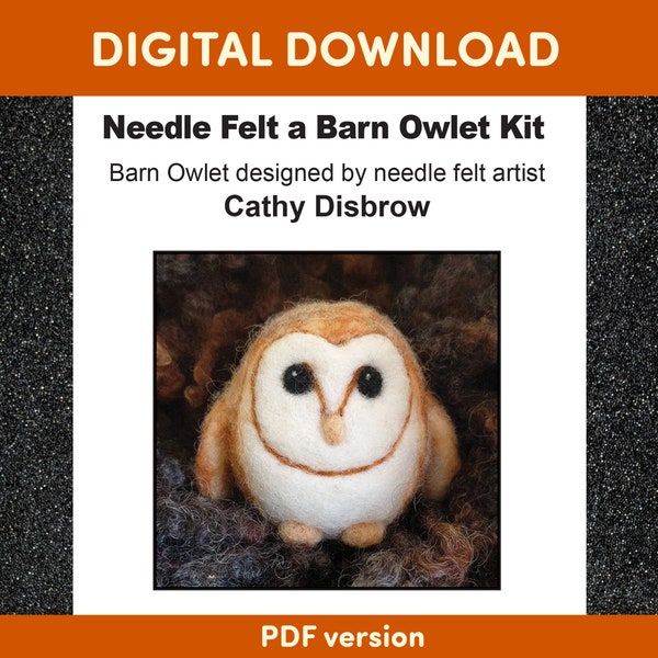 Barn Owlet PDF needle felt Pattern, DIY craft, Downloadable Felting Pattern