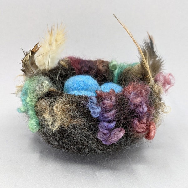 Kit: Nest Needle Felt Kit using Ontario Wool, DIY craft kit, Felting Kit with video