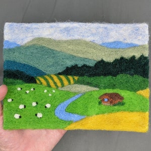 Kit: Landscape Needle Felt Painting Kit, DIY craft, Felt Painting Kit