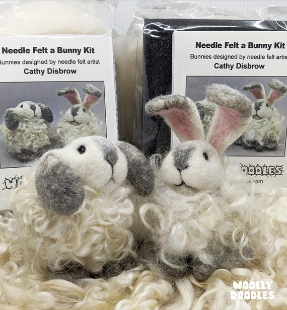 Kit: Bunny Needle Felt Kit, DIY Craft Kit, Felting Kit 