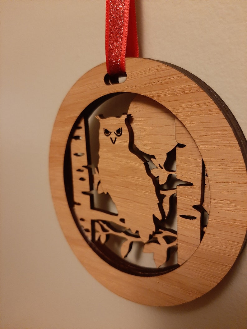 SVG File 3 Layer Owl Christmas Ornament image 2