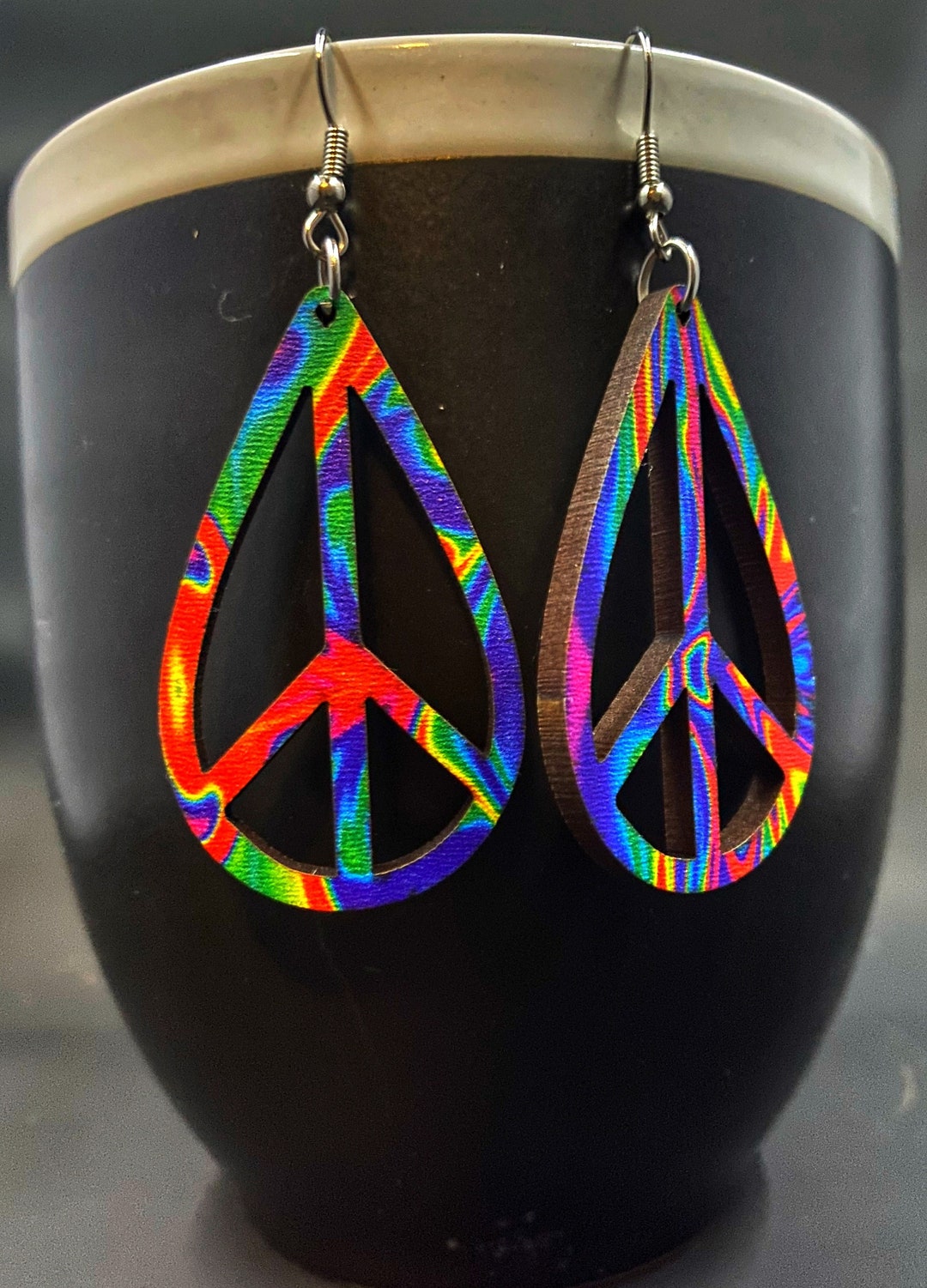 Earring Signs Teardrop Peace Sign Earrings - Etsy