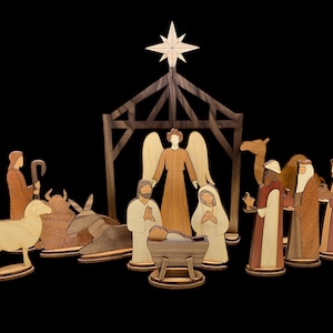 Heirloom Nativity Set/Wooden Nativity, Rustic Nativity, holiday decor, Christian decor, Manger, Handmade Christmas decor, Christmas Gift