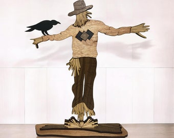 Gruselige Herbst Vogelscheuche & Raben- Herbst, Halloween Dekoration, Gruselige Dekorationen, Gruselige Vogelscheuche, Horror Vogelscheuche, Holz Vogelscheuche, Tisch Vogelscheuche