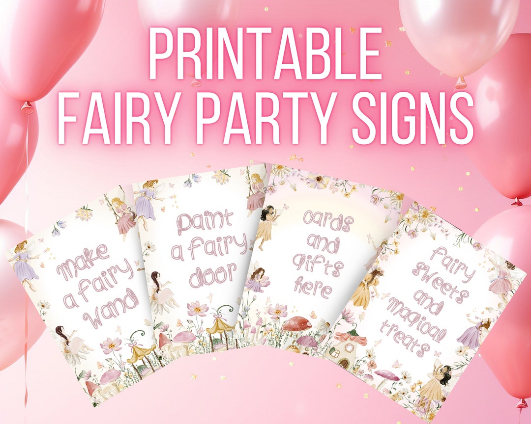 Printable Fairy Party Signs - Etsy