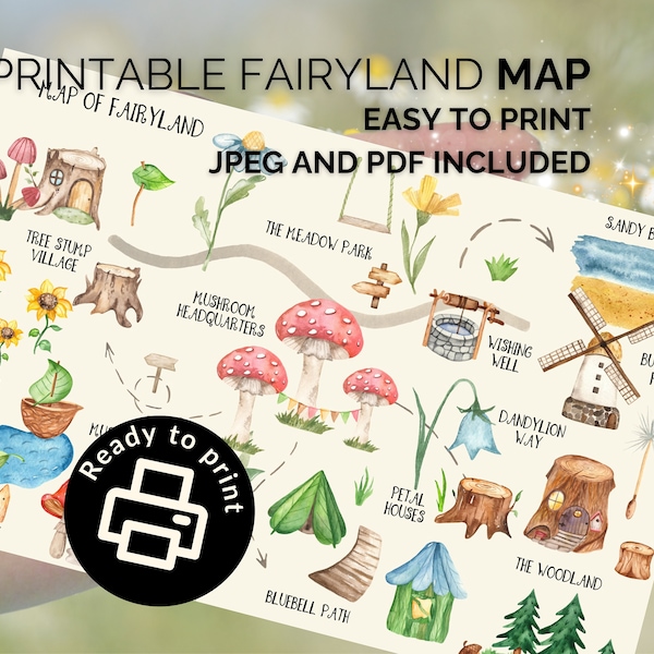 Printable fairyland map, fairy map, from a fairy, Fairyland, Fairies for girls, fairy activity, Gift From A Fairy, Fairy gift,