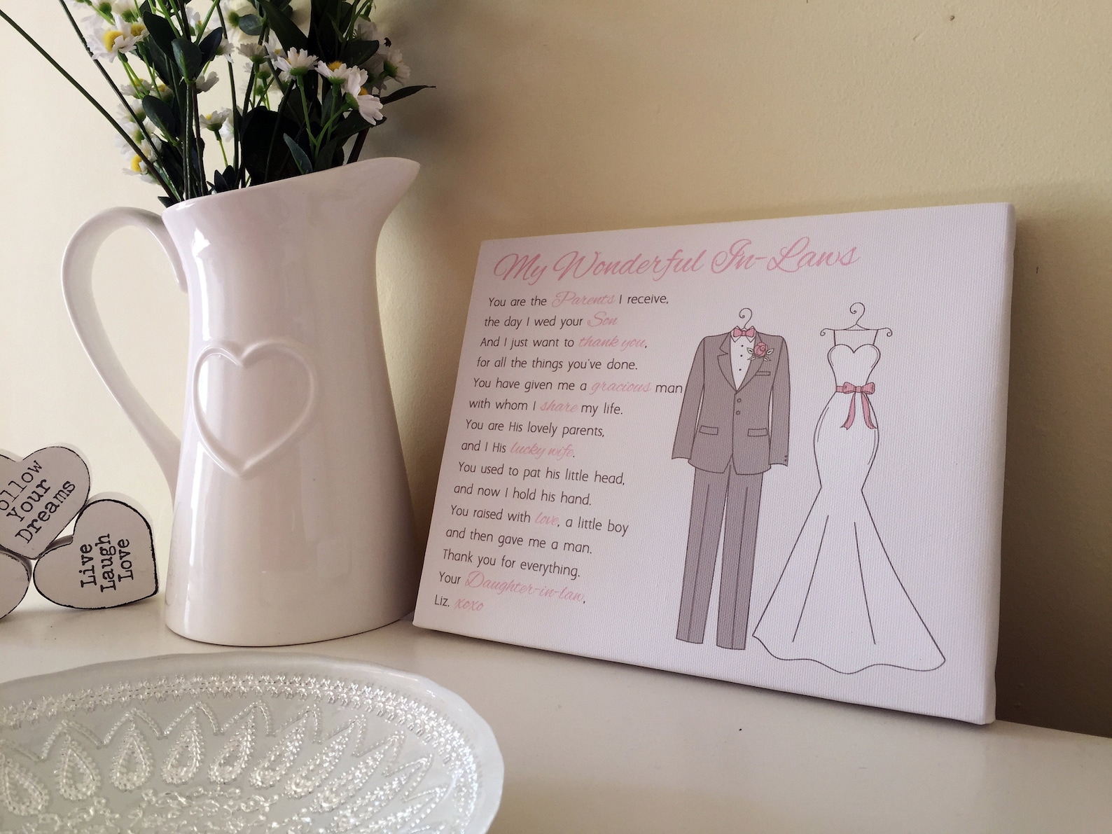 Wedding gift for in laws parents keepsake poem print picture Etsy