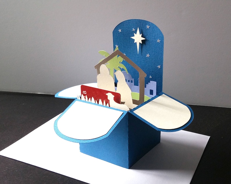 3d pop-up christmas card svg cutting file instant download Christmas Nativity Pop up Box Card Download of Cut Files: Svg - Etsy