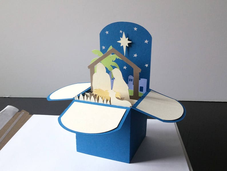 Christmas Nativity pop up box card download of cut files ...