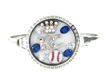 Kansas Baseball Floating Locket Bracelet