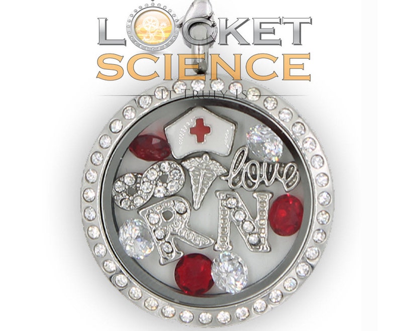 RN Graduation Gift RN Necklace Infinity Love RN Floating Charm Locket