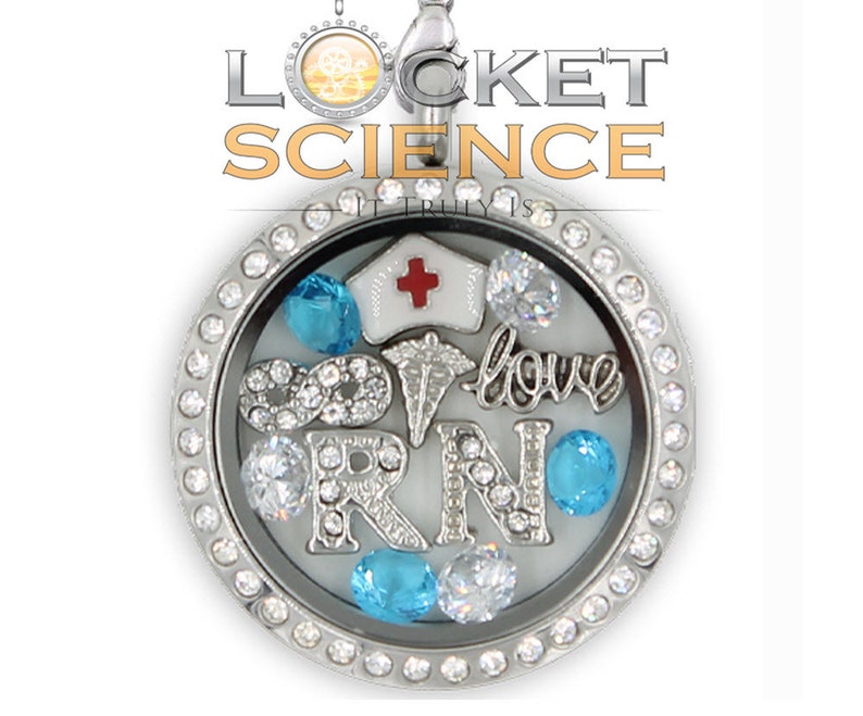 RN Graduation Gift RN Necklace Infinity Love RN Floating Charm Locket