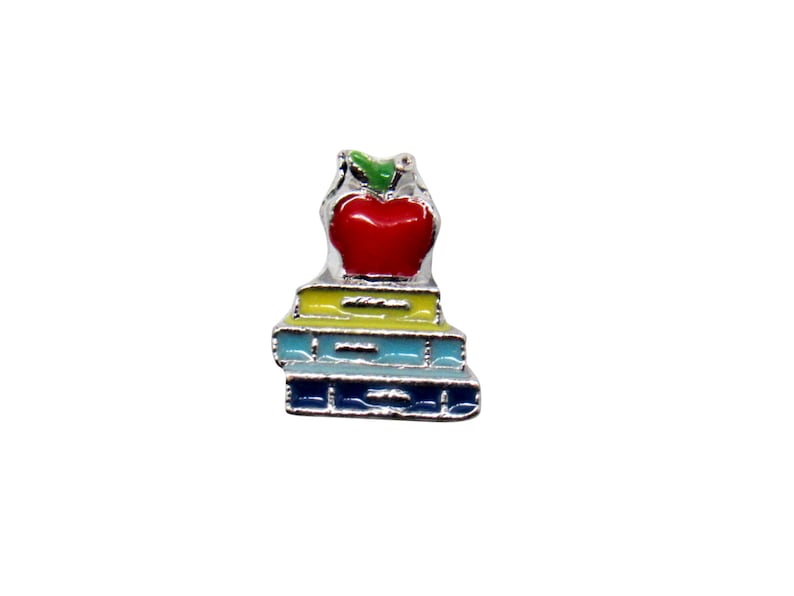Fast Low Shipping Bulk Wholesale Living Locket Charm USA Seller Books /& Apple Charm Teachers Gift