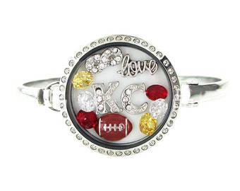 Kansas Football Floating Locket Bracelet