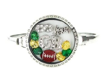 Green Bay Football Floating Locket Bracelet