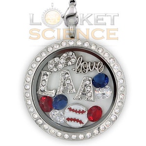 Floating Locket Necklace, LAA Baseball Lockets, Floating Charms Included