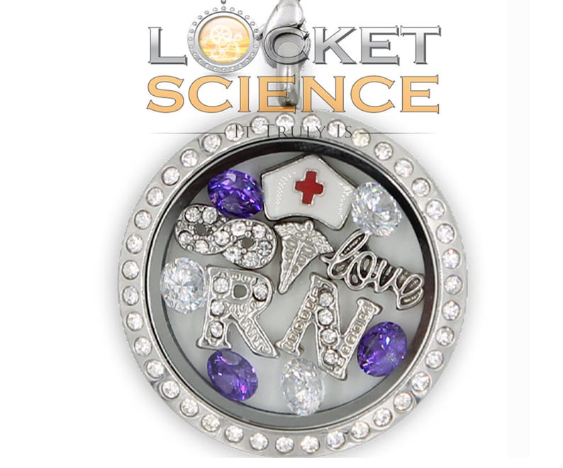 RN Graduation Gift RN Necklace Infinity Love RN Floating Charm Locket