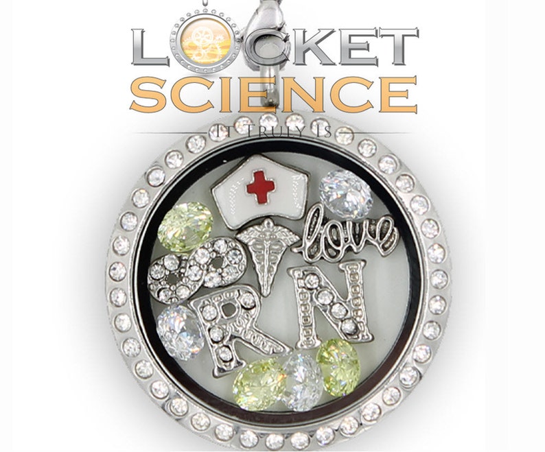 RN Graduation Gift RN Necklace Infinity Love RN Floating Charm Locket