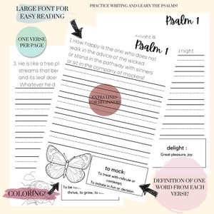 Printable Copy Color and Learn 6 Pages, Psalm 1
