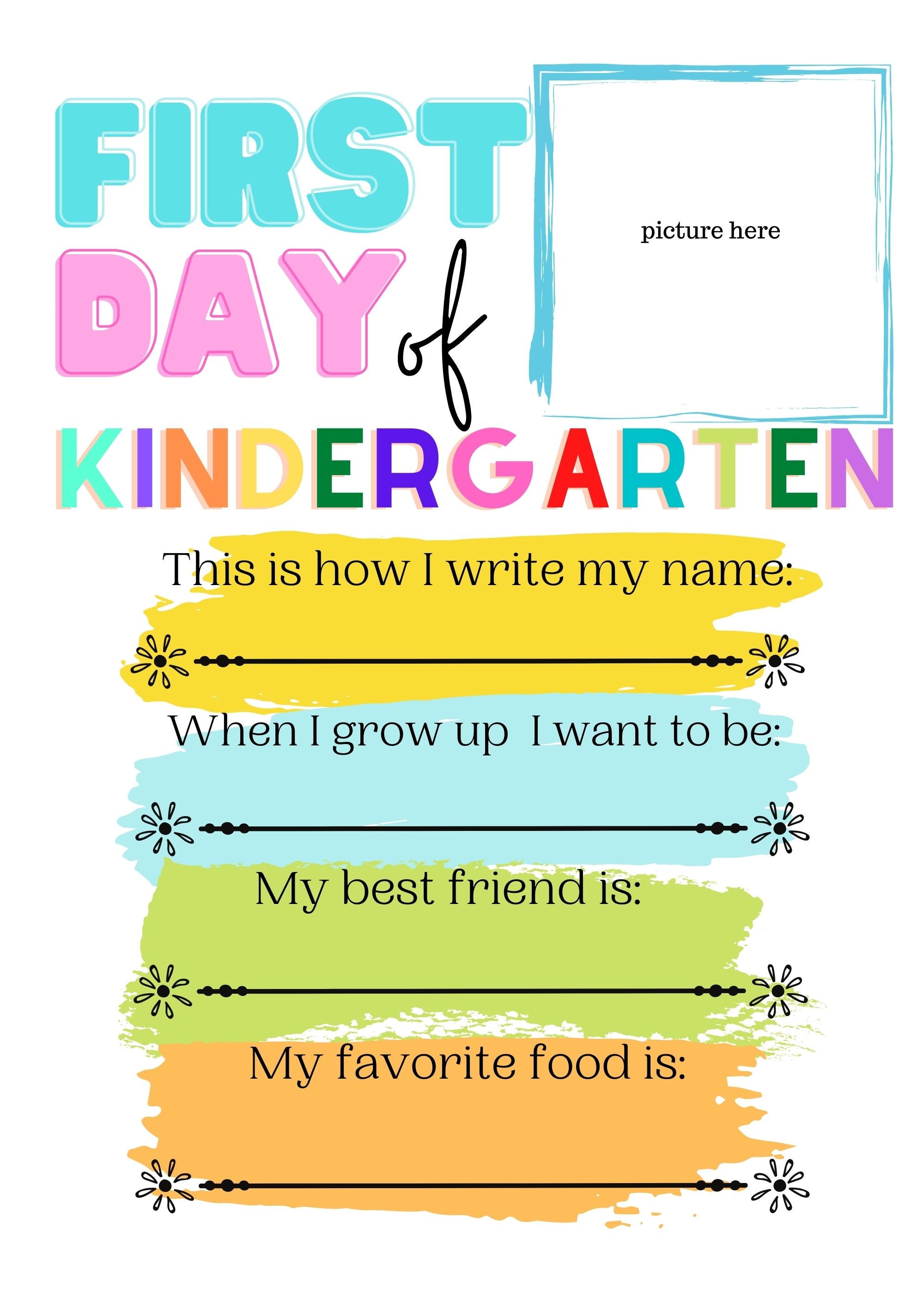 Printable First Day of Kindergarten Teacher Home School Etsy