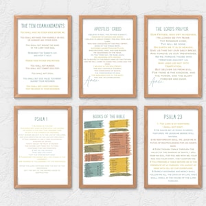 16x20 PRINTABLE - Books of the Bible|10  Commandments|Apostles Creed|Lord&#39;s Prayer|Psalm 1|23 |School Decor|, Christian Education Printable|