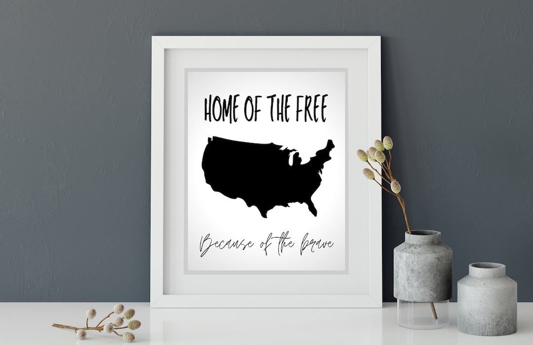 Printable Memorial Day Wall Decor, Minimalist, Home of the Free Because ...