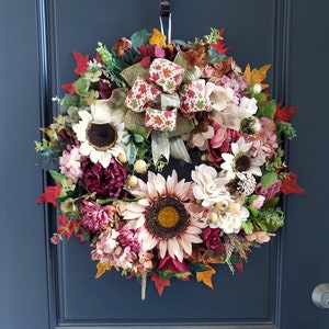 Large Luxury Autumn Front Door Wreath-Shabby Chic Fall Door Hanger-Thanksgiving Home Decor Wreath-Designer Fall Harvest Home Decor Wreath