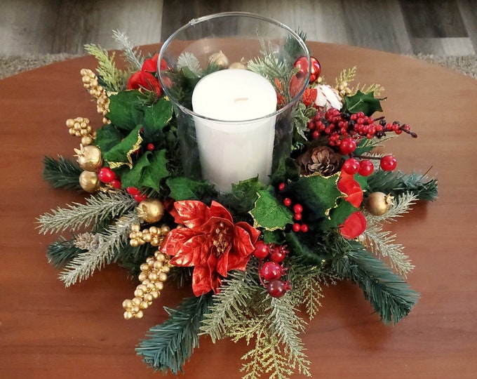 Luxury Christmas Candle Centerpiecetraditional Red Christmas Table