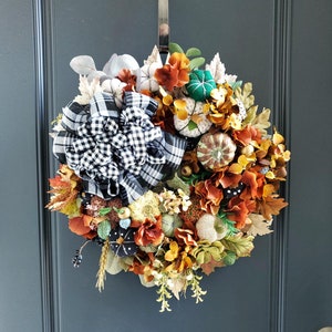 Luxury Autumn Harvest Front Door Wreath-Thanksgiving Rustic Door Hanger Wreath-Shabby Chic Farmhouse Thanksgiving Wreath-Cottage Fall Wreath